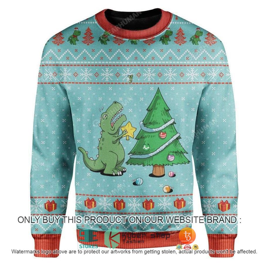 dinosaur ugly christmas sweater 1 11882