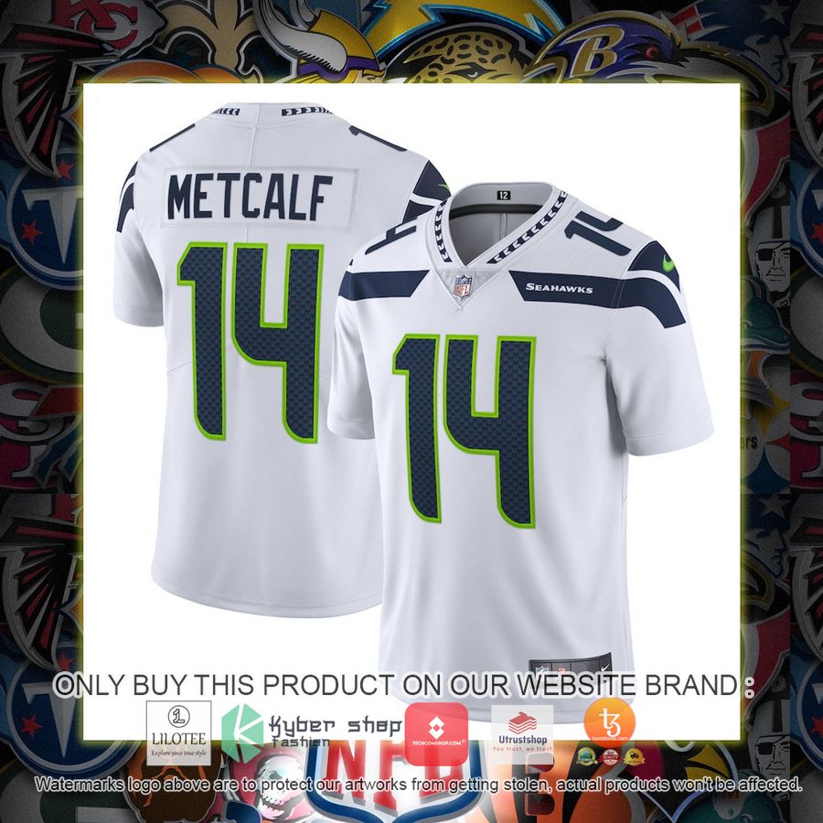 HOT DK Metcalf Seattle Seahawks Nike Vapor White Football Jersey Shirt 3 dk metcalf seattle seahawks nike vapor white football jersey 1 13212