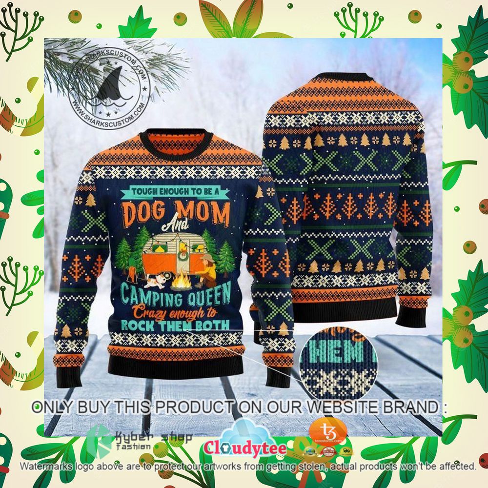 dog mom and camping queen christmas sweater 1 98776