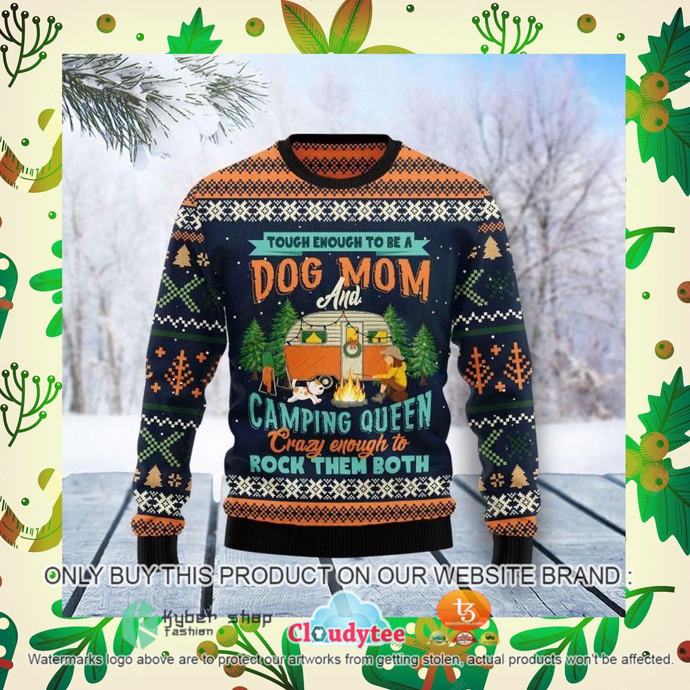 dog mom and camping queen christmas sweater 2 621