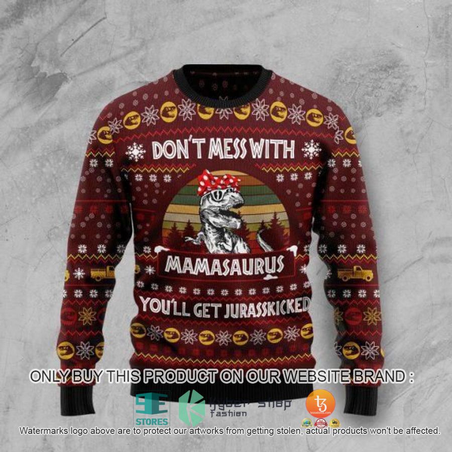 dont mess with mamasaurus christmas ugly sweater 1 45705
