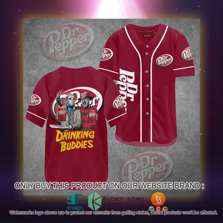 NEW Dr Pepper Jason Voorhees Freddy Krueger Drinking Buddies Baseball Shirt 2 dr pepper jason voorhees freddy krueger drinking buddies baseball jersey 2 31086