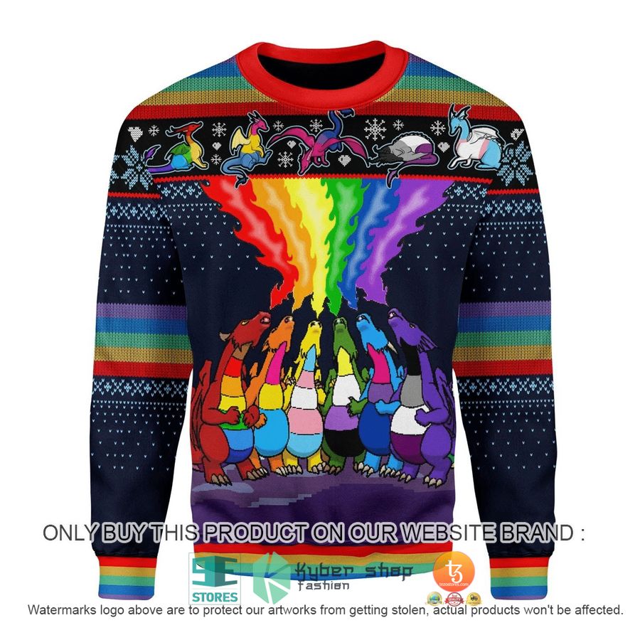 NEW Dragon LGBT Christmas Sweatshirt, Sweater 9 dragon lgbt christmas ugly sweater 1 69182