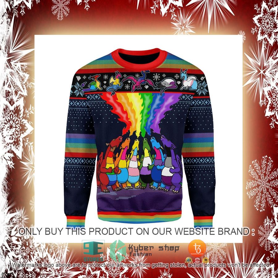 NEW Dragon LGBT Christmas Sweatshirt, Sweater 2 dragon lgbt christmas ugly sweater 2 35247