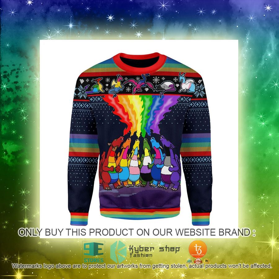 NEW Dragon LGBT Christmas Sweatshirt, Sweater 3 dragon lgbt christmas ugly sweater 3 46903