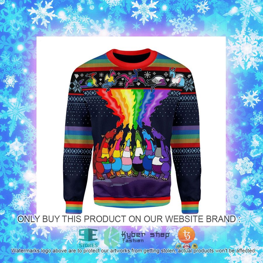 NEW Dragon LGBT Christmas Sweatshirt, Sweater 4 dragon lgbt christmas ugly sweater 4 86728