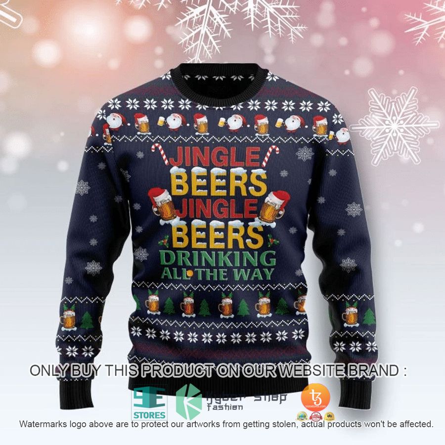 drinking beer all the way ugly christmas sweater 1 43030