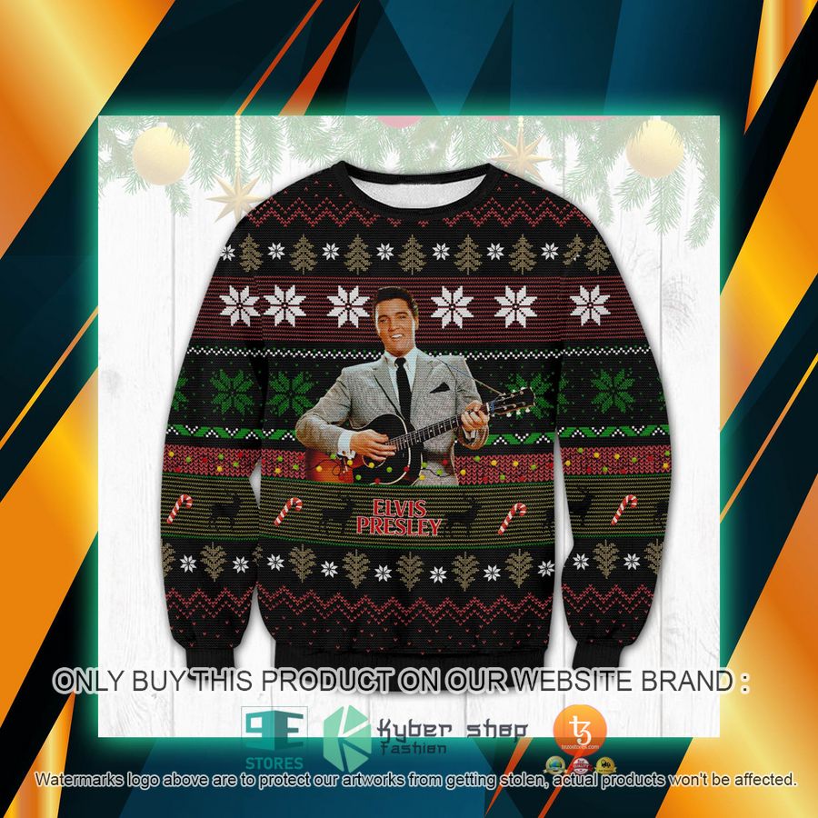 HOT Elvis Presley Playing guitar Ugly Sweater 7 elvis presley playing guitar ugly sweater 1 10653
