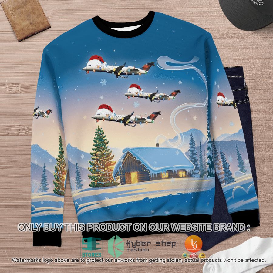 NEW Endeavor Air Bombardier CRJ-200ER Christmas Sweatshirt 12 endeavor air bombardier crj 200er christmas sweater sweatshirt 12 75856