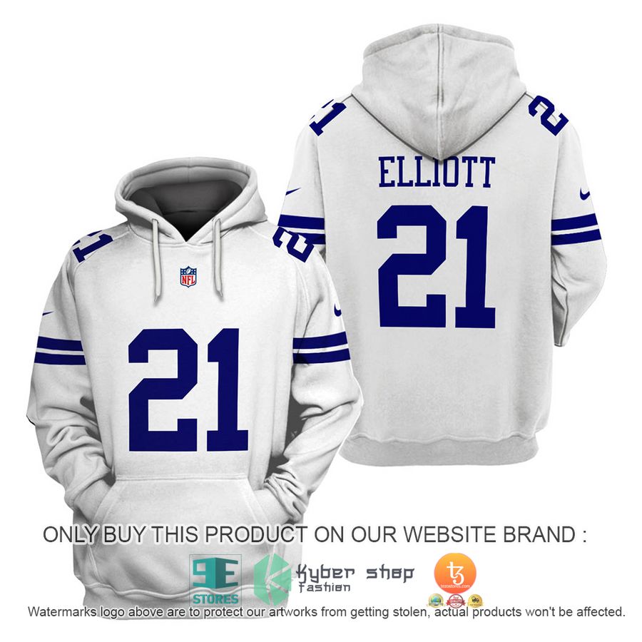 Ezekiel Elliott 21 Dallas Cowboys White Shirt Hoodie 1 96853