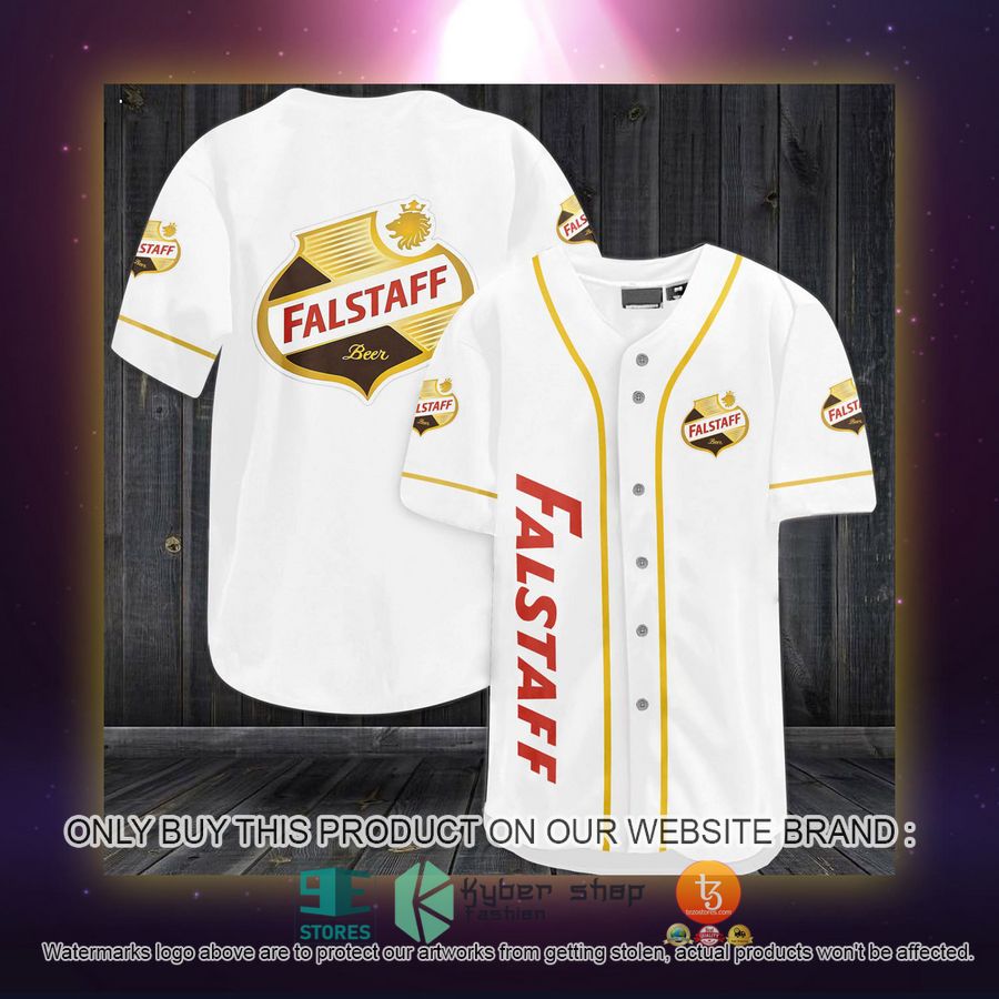 NEW Falstaff Beer logo white Baseball Shirt 2 falstaff beer logo white baseball jersey 2 57189