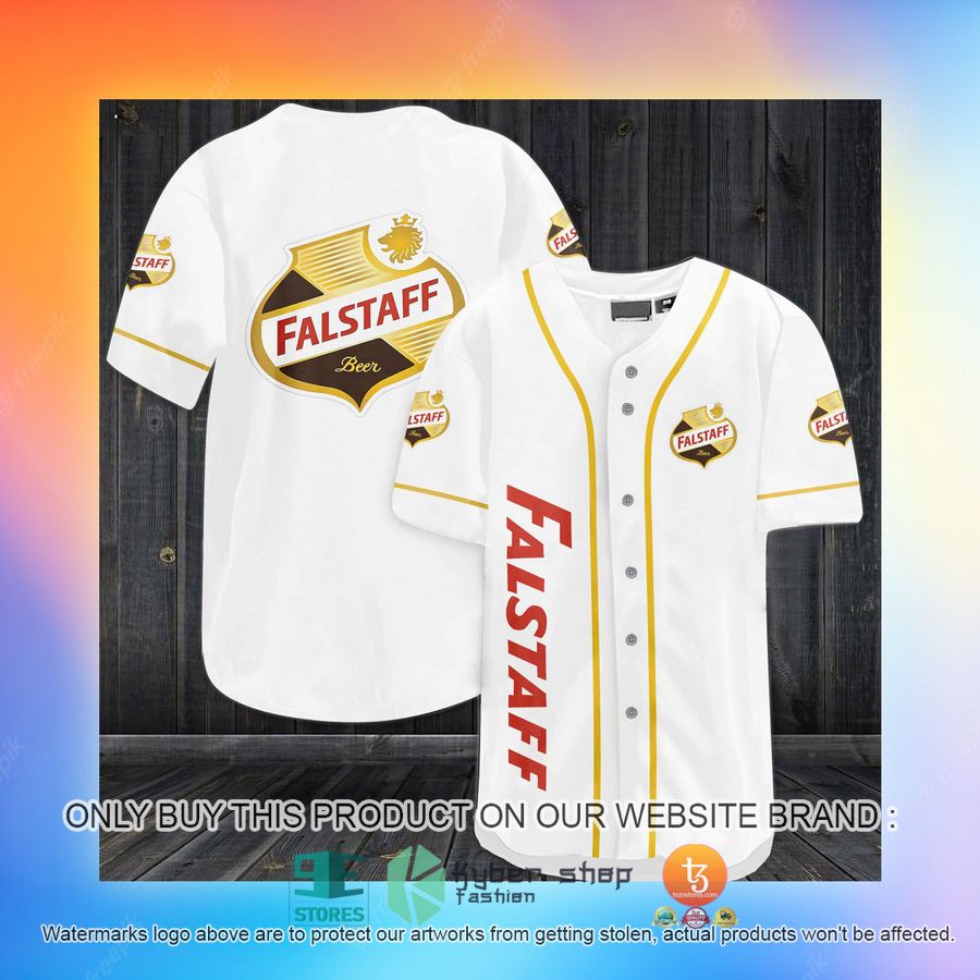 NEW Falstaff Beer logo white Baseball Shirt 3 falstaff beer logo white baseball jersey 3 83929