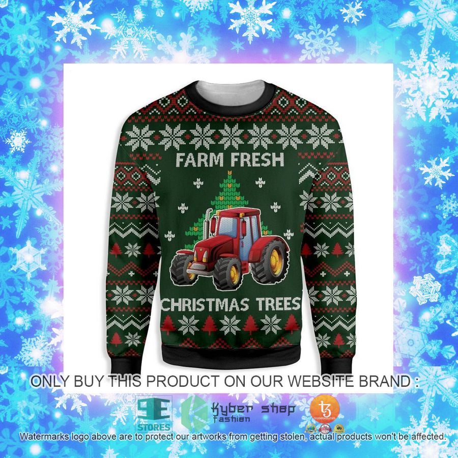 NEW Farm Fresh Christmas Trees Sweatshirt, Sweater 4 farm fresh christmas trees ugly sweater 4 97032