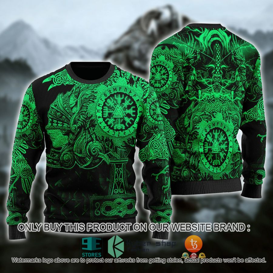 NEW Feinny Valkyrie Viking black green Sweatshirt, Sweater 8 feinny valkyrie viking black green ugly sweater 1 85550