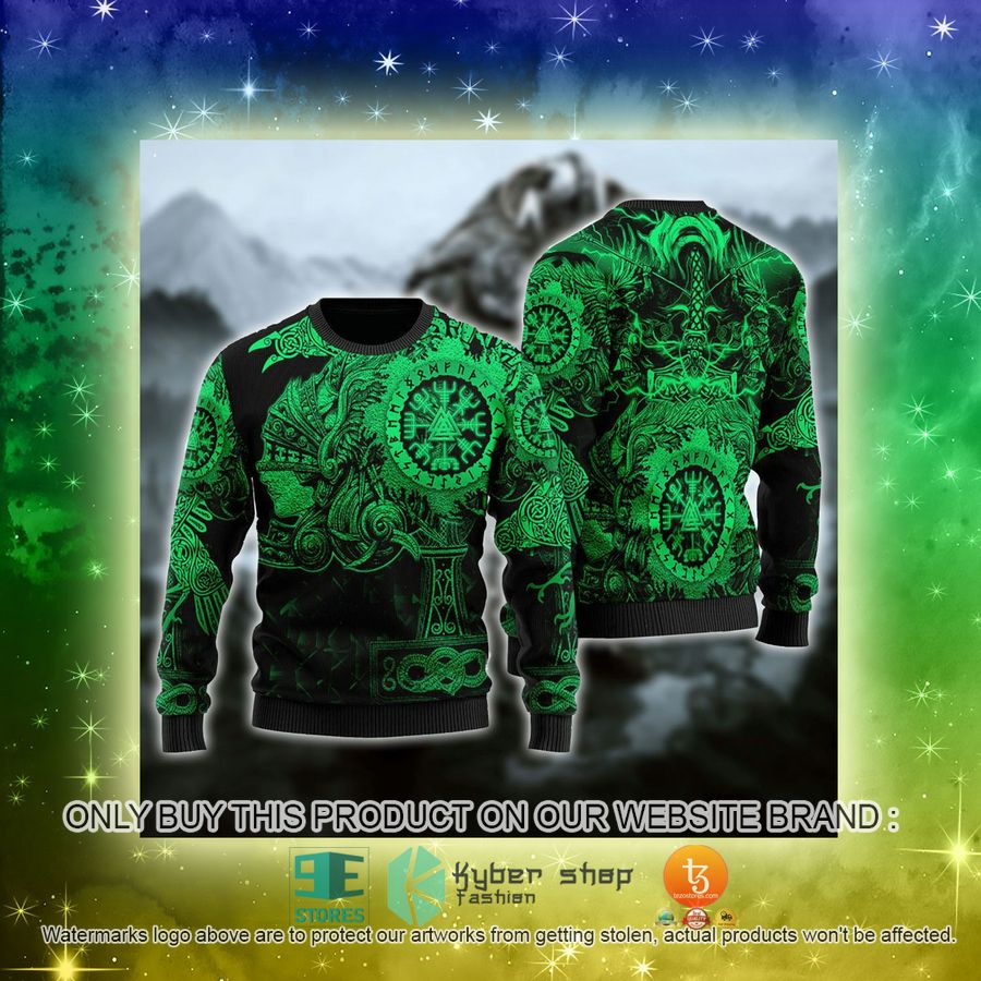 NEW Feinny Valkyrie Viking black green Sweatshirt, Sweater 3 feinny valkyrie viking black green ugly sweater 3 40466