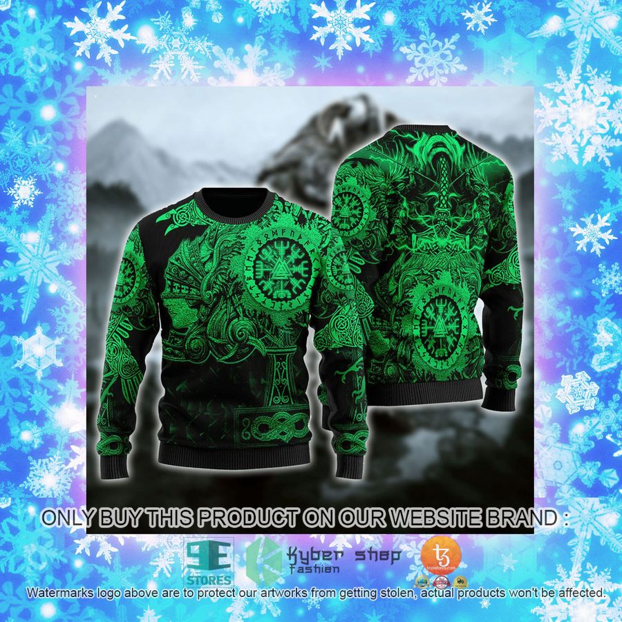 NEW Feinny Valkyrie Viking black green Sweatshirt, Sweater 4 feinny valkyrie viking black green ugly sweater 4 71126