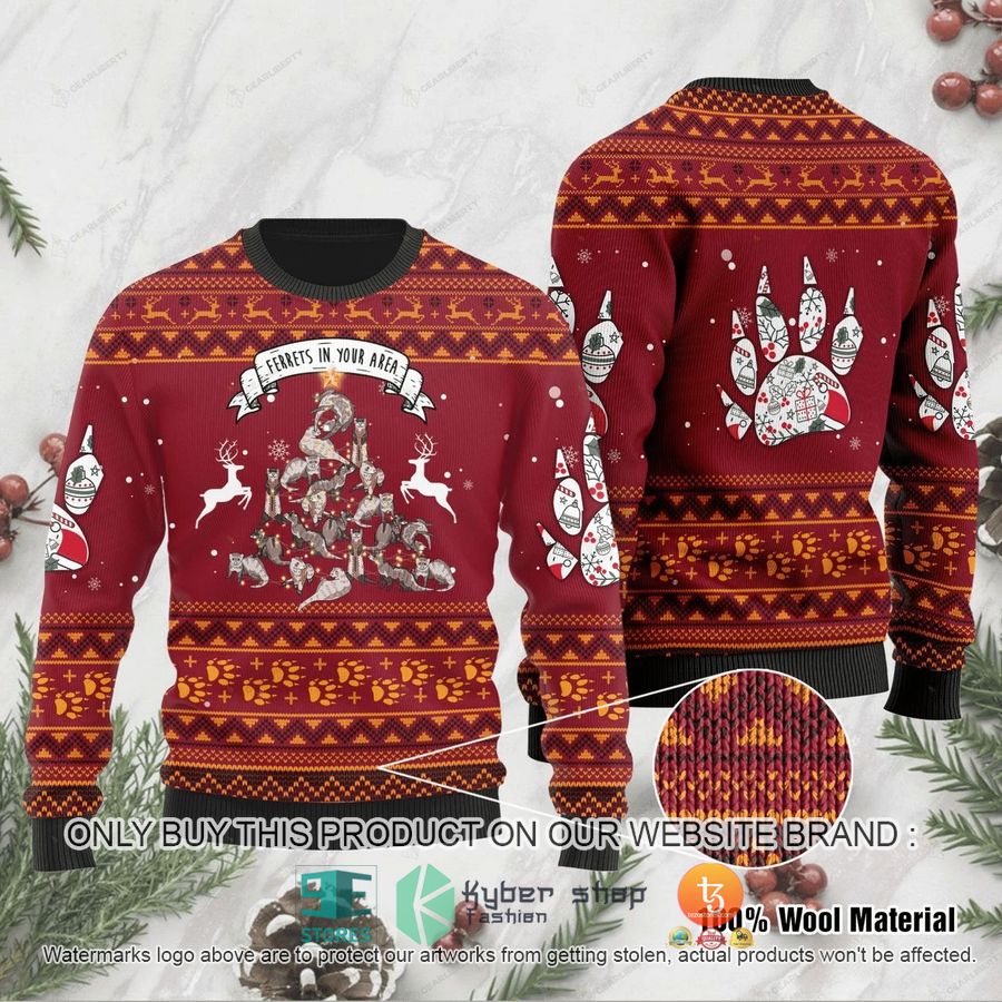 ferrets in your area ugly christmas sweater 1 30160