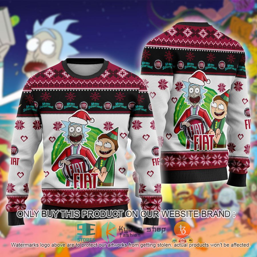 fiat car rick and morty ugly christmas sweater 1 67324