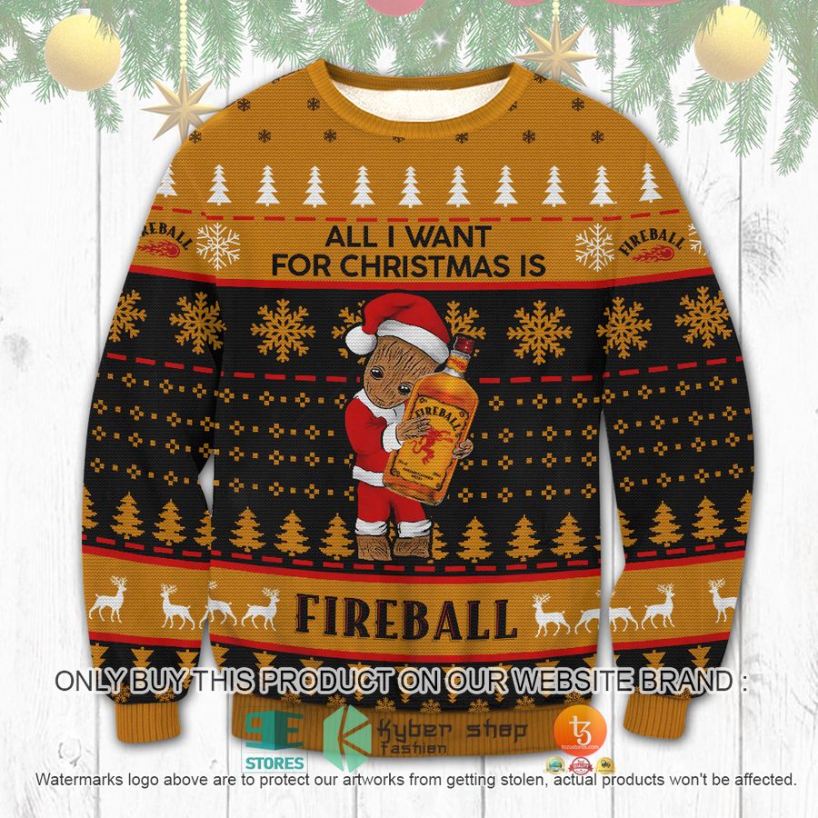 HOT Fireball Groot Christmas Sweater 1 fireball groot christmas ugly sweater 1 72142