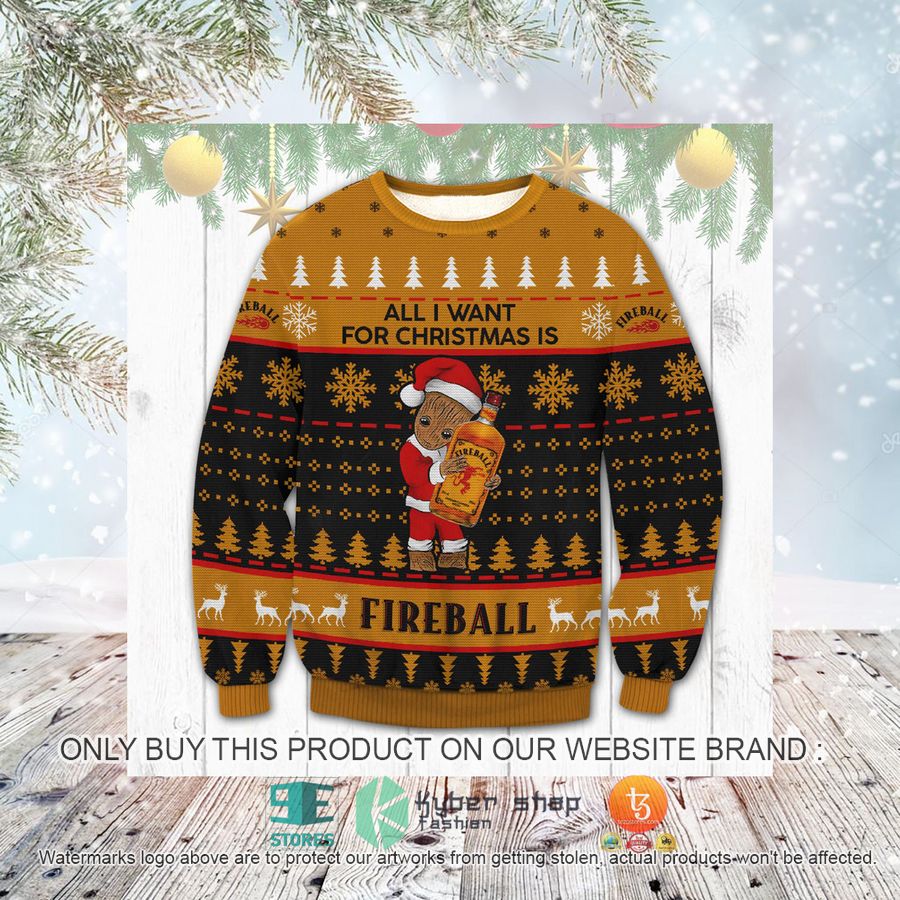 HOT Fireball Groot Christmas Sweater 3 fireball groot christmas ugly sweater 3 26657