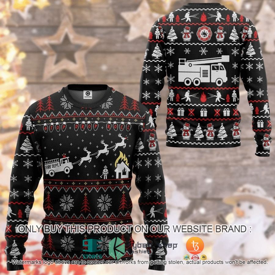 firefighter fire dept ugly christmas sweater 1 59529