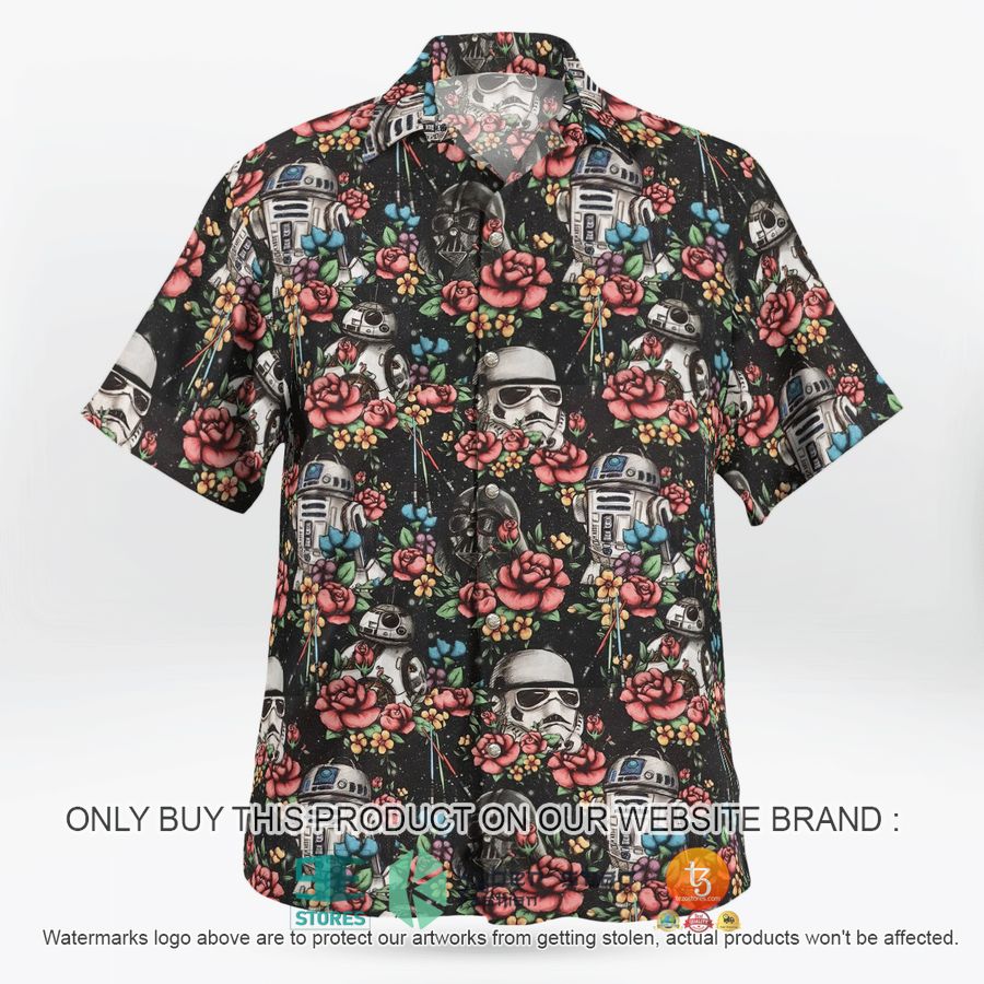floral darth vader stormtrooper r2d2 hawaiian shirt shorts 1 83374