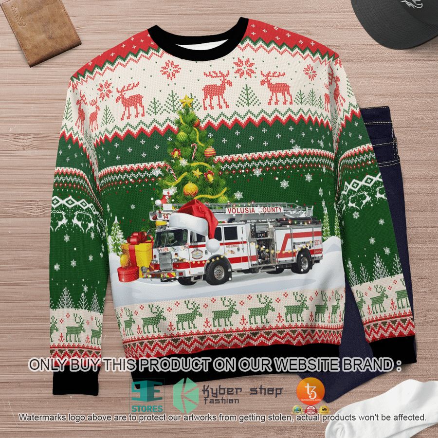 NEW Florida Volusia County Fire Department Christmas Sweatshirt 12 florida volusia county fire department christmas sweater sweatshirt 12 16575