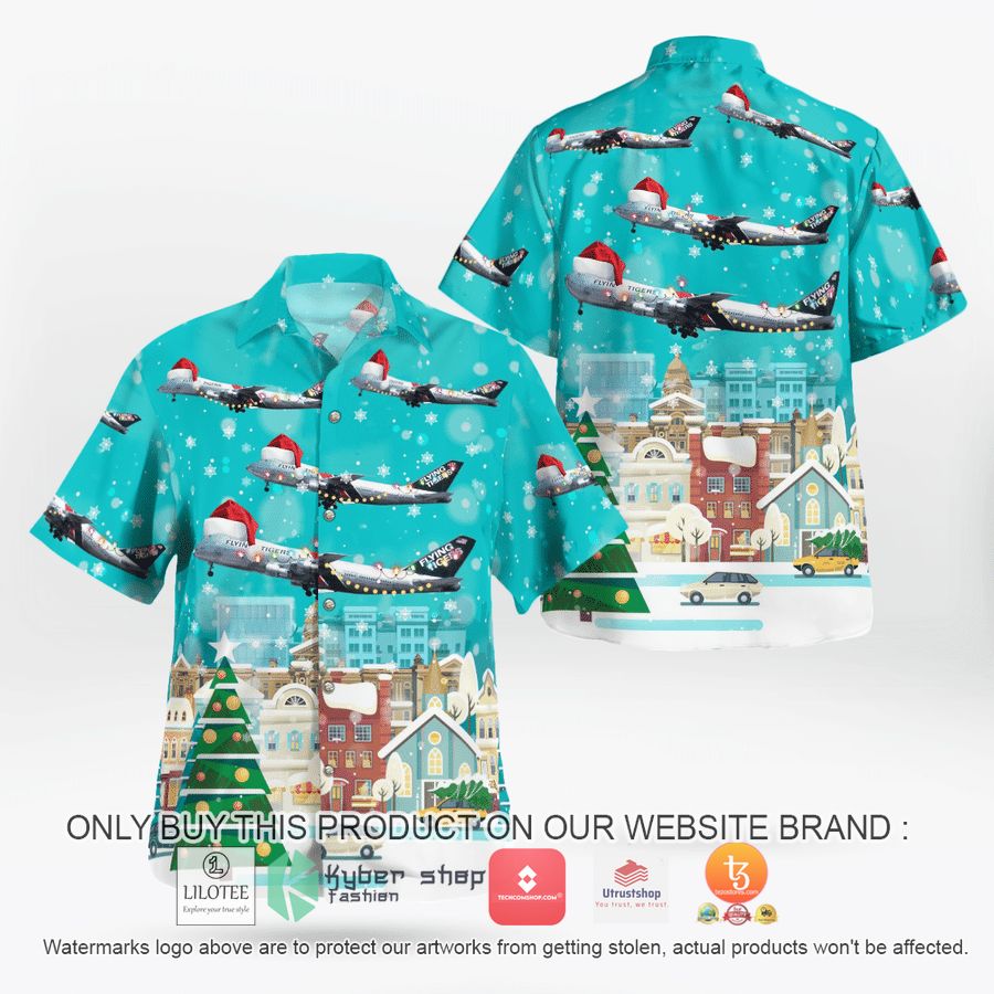 flying tiger line boeing 747 132sf christmas hawaiian shirt 2 63359