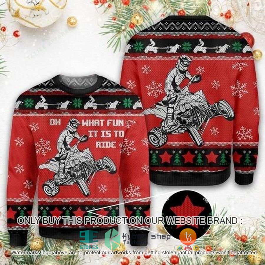 HOT Four Wheels Oh What Fun Ugly Christmas Sweater 1 four wheels oh what fun ugly christmas sweater 1 25267