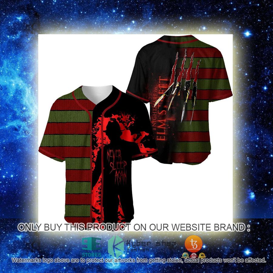 NEW Freddy Krueger Never Sleep Again Nightmare Elm Street Baseball Shirt 2 freddy krueger never sleep again nightmare elm street baseball jersey 2 95244