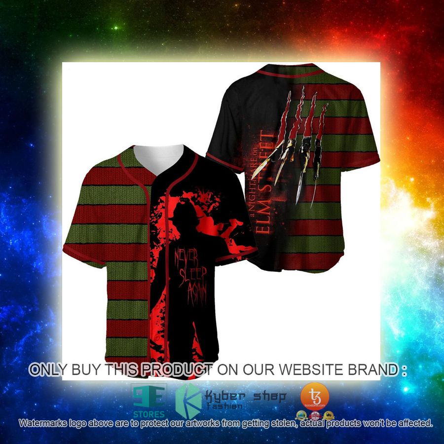 NEW Freddy Krueger Never Sleep Again Nightmare Elm Street Baseball Shirt 3 freddy krueger never sleep again nightmare elm street baseball jersey 3 1640