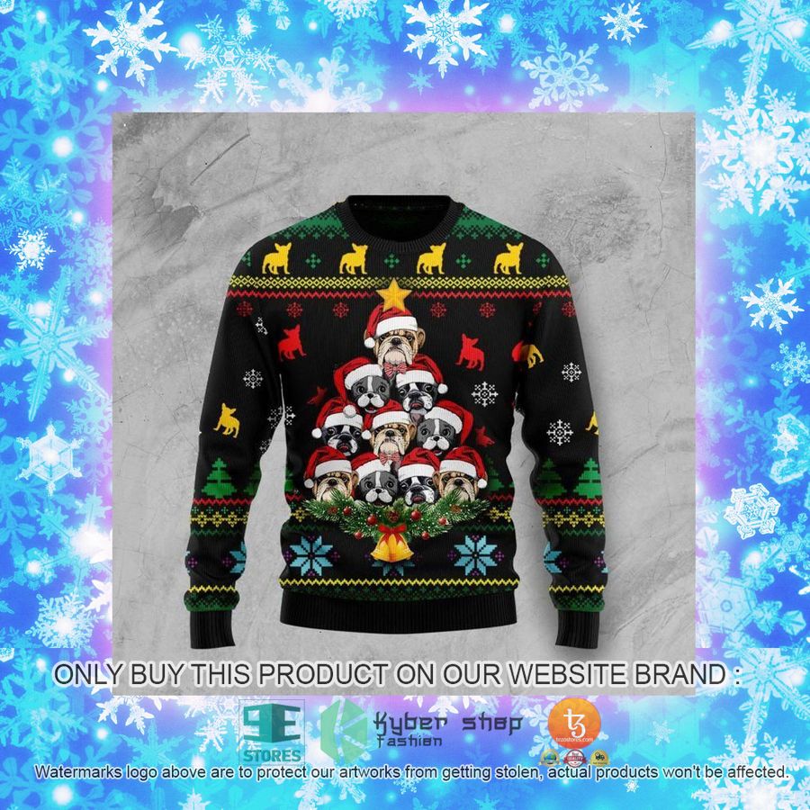 NEW French Bulldog Christmas Tree Sweatshirt, Sweater 4 french bulldog christmas tree ugly sweater 4 83363