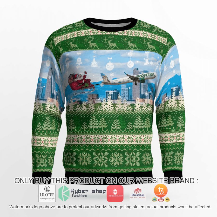 HOT Frontier Airlines Airbus A321-211 With Santa Over Denver Chritmas Florida Bay County EMS Christmas Sweater 4 frontier airlines airbus a321 211 with santa over denver chritmas florida bay county ems christmas 3d sweater 4 69027