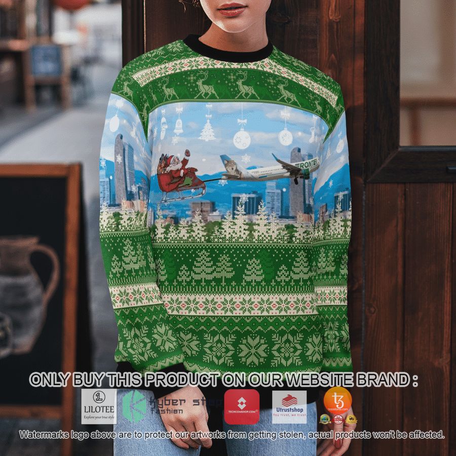 HOT Frontier Airlines Airbus A321-211 With Santa Over Denver Chritmas Florida Bay County EMS Christmas Sweater 6 frontier airlines airbus a321 211 with santa over denver chritmas florida bay county ems christmas 3d sweater 6 84600