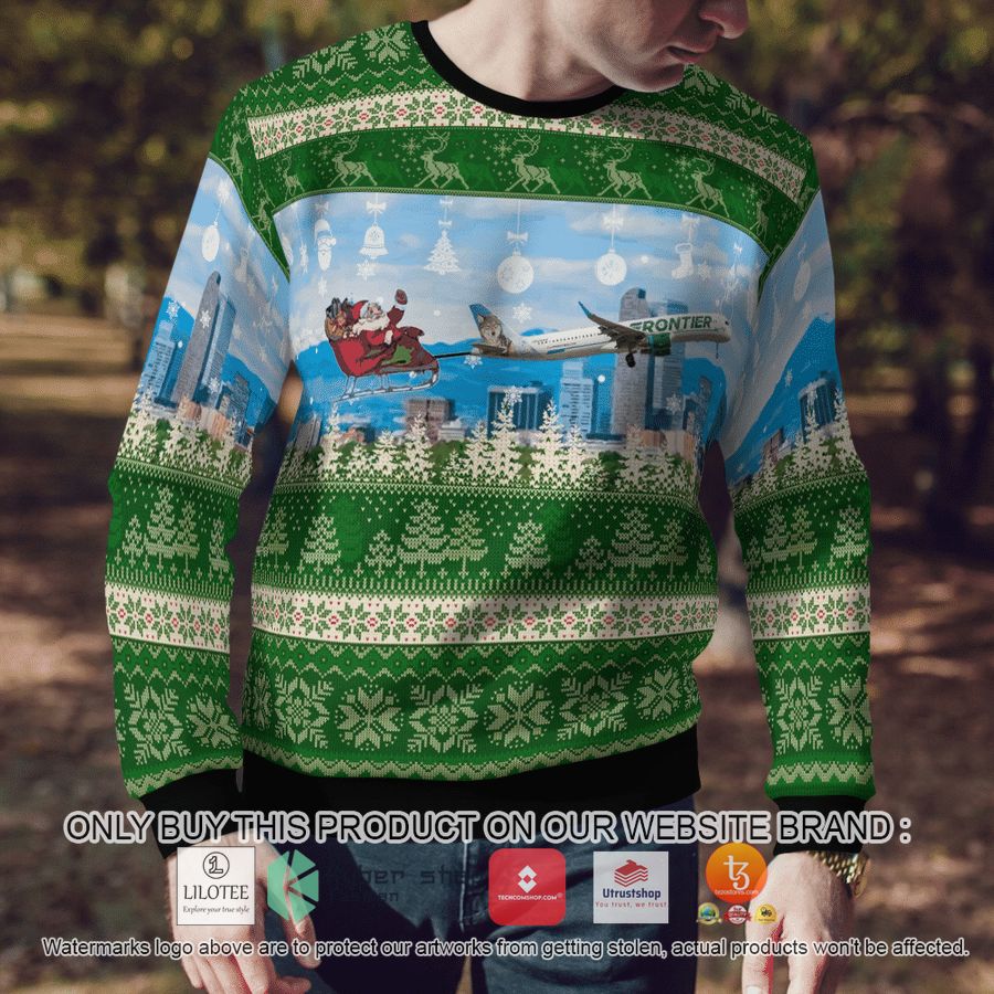 HOT Frontier Airlines Airbus A321-211 With Santa Over Denver Chritmas Florida Bay County EMS Christmas Sweater 9 frontier airlines airbus a321 211 with santa over denver chritmas florida bay county ems christmas 3d sweater 9 70940