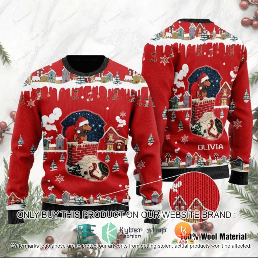 funny dachshund santa claus christmas christmas ugly sweater 1 97757