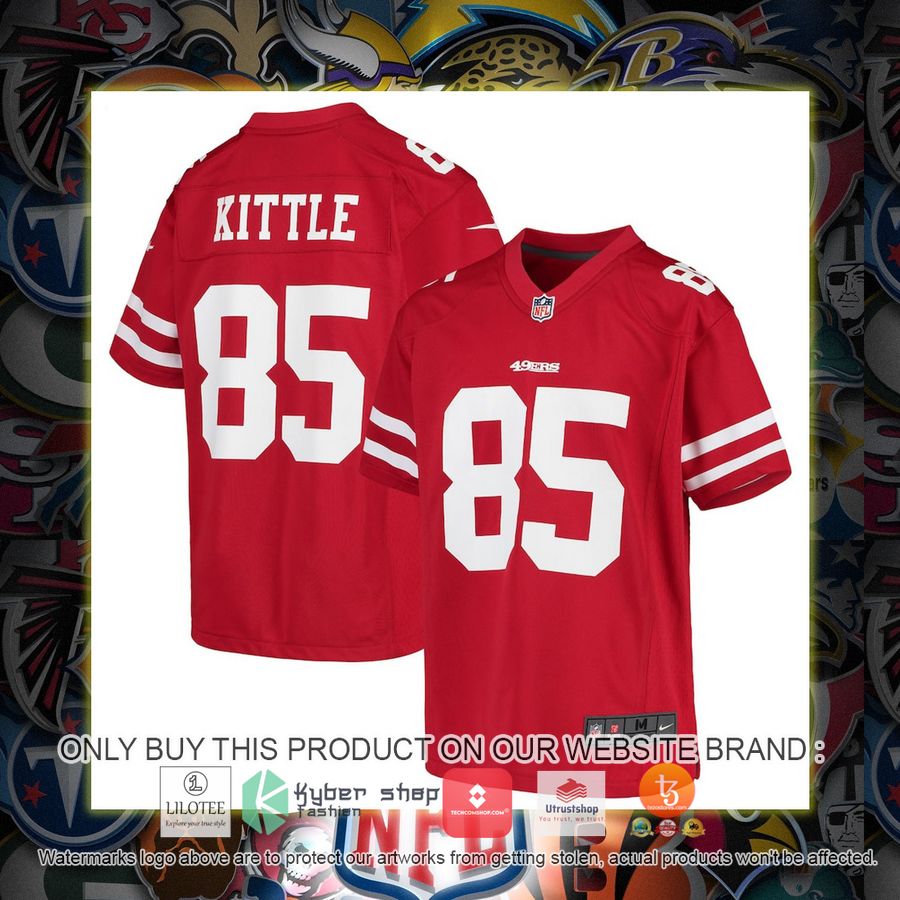 george kittle san francisco 49ers nike youth scarlet football jersey 1 75826
