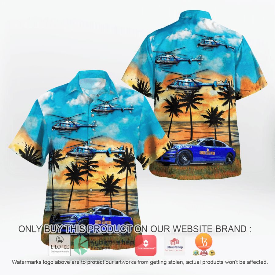 georgia state patrol bell 407 blue charger pursuit hawaiian shirt 2 42099