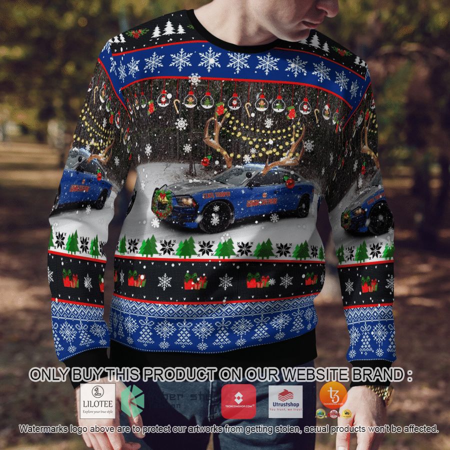 HOT Georgia State Patrol Blue Charger Pursuit Christmas Sweater 10 georgia state patrol blue charger pursuit christmas 3d sweater 10 67205