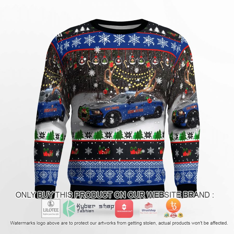 HOT Georgia State Patrol Blue Charger Pursuit Christmas Sweater 11 georgia state patrol blue charger pursuit christmas 3d sweater 11 87593