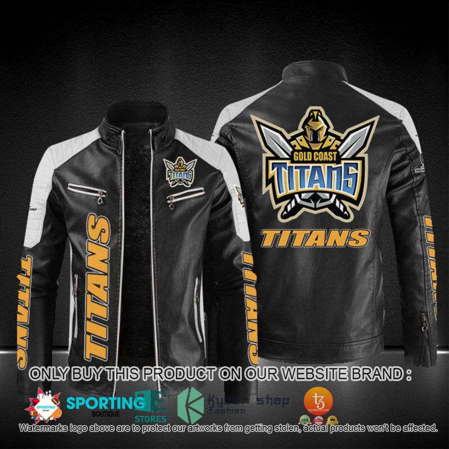 gold coast titans block leather jacket 1 1801