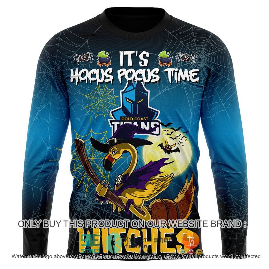 NEW Gold Coast Titans It's Hocus Pocus Time Halloween Flamingo Witches Hoodie, Shirt 11 gold coast titans its hocus pocus time halloween flamingo witches shirt hoodie 11 18295
