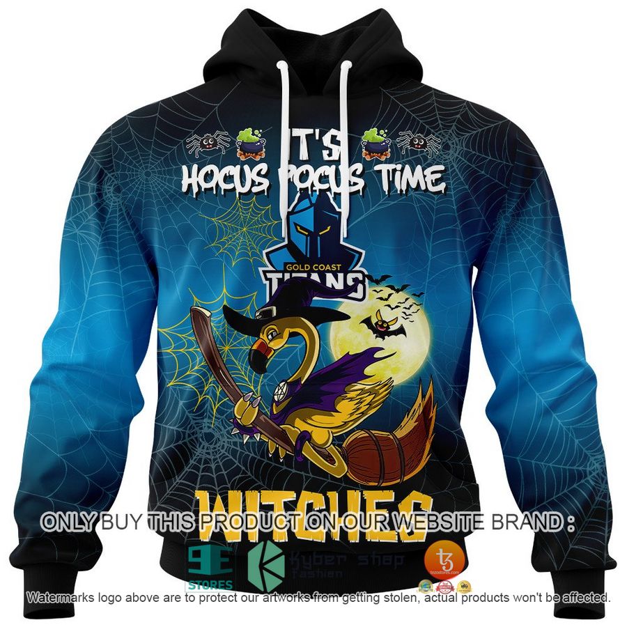 NEW Gold Coast Titans It's Hocus Pocus Time Halloween Flamingo Witches Hoodie, Shirt 2 gold coast titans its hocus pocus time halloween flamingo witches shirt hoodie 2 30085
