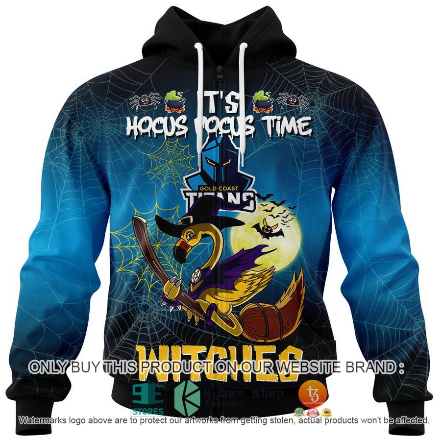 NEW Gold Coast Titans It's Hocus Pocus Time Halloween Flamingo Witches Hoodie, Shirt 4 gold coast titans its hocus pocus time halloween flamingo witches shirt hoodie 4 31559