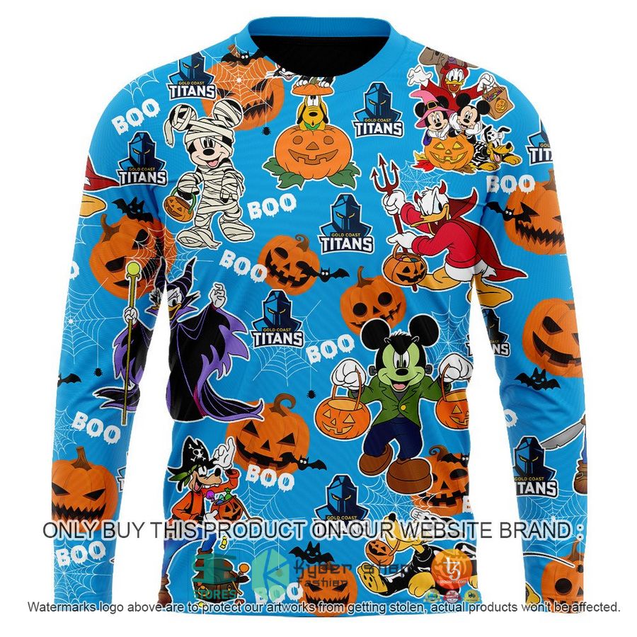 NEW Gold Coast Titans Mickey Friends Halloween Hoodie, Shirt 11 gold coast titans mickey friends halloween shirt hoodie 11 35510