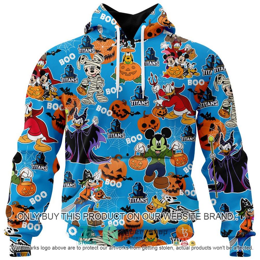 NEW Gold Coast Titans Mickey Friends Halloween Hoodie, Shirt 2 gold coast titans mickey friends halloween shirt hoodie 2 84362