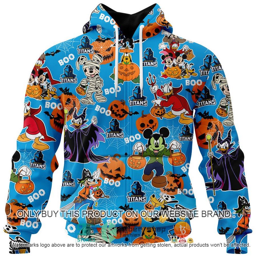 NEW Gold Coast Titans Mickey Friends Halloween Hoodie, Shirt 4 gold coast titans mickey friends halloween shirt hoodie 4 16860