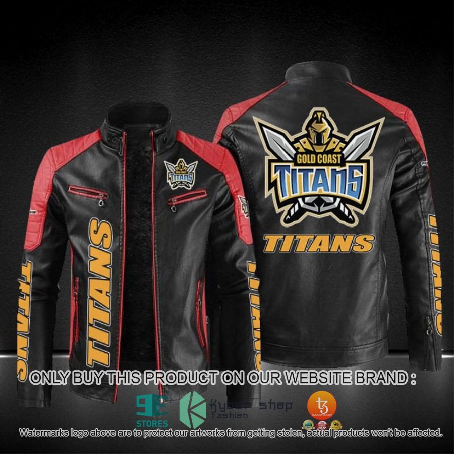 gold coast titans nrl block leather jacket 3 2241