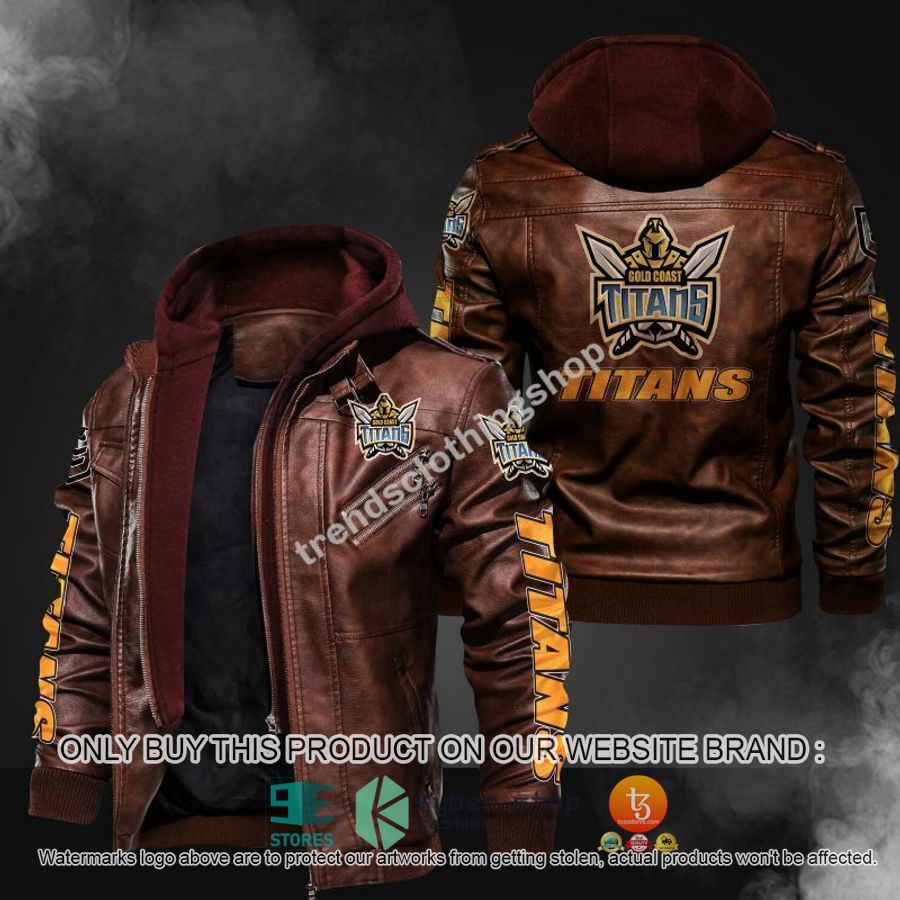 gold coast titans nrl leather jacket 2 90150