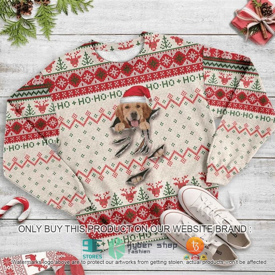 NEW Golden Retriever Scratch Ho Ho Ho Christmas Sweatshirt, Sweater 9 golden retriever scratch ho ho ho christmas ugly sweater 1 72819